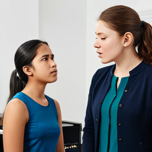 Home 28 Vocal Trainer in Action**
A professional vocal trainer working with a student in a music studio. The trainer is demonstrating proper breathing techniques and posture. The student is attentively listening and singing. Fully clothed, modest clothing, appropriate attire, safe for work, perfect anatomy, natural proportions, professional setting, high quality.
**