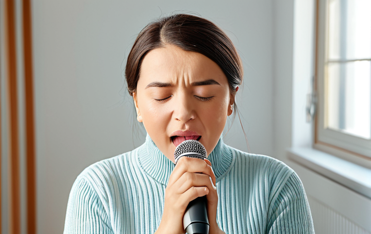 Vocal Warm-up**

"A singer, fully clothed in comfortable practice attire, gently warming up vocal cords with humming exercises in a sunny studio, safe for work, appropriate content, family-friendly, perfect anatomy, correct proportions, well-formed hands, professional, modest clothing, natural light, soft colors, focus on vocal health"

**