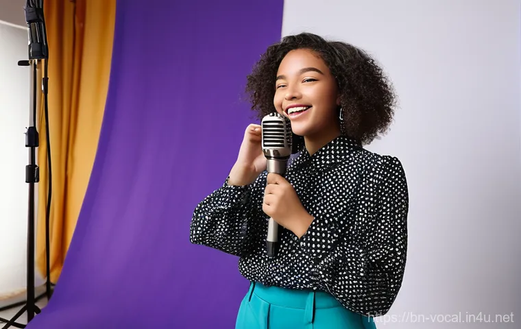 보컬트레이너 보컬 교육 시장 분석 - **Online Vocal Training with AI Feedback:** A focused young adult (18-25 years old), casually dresse...