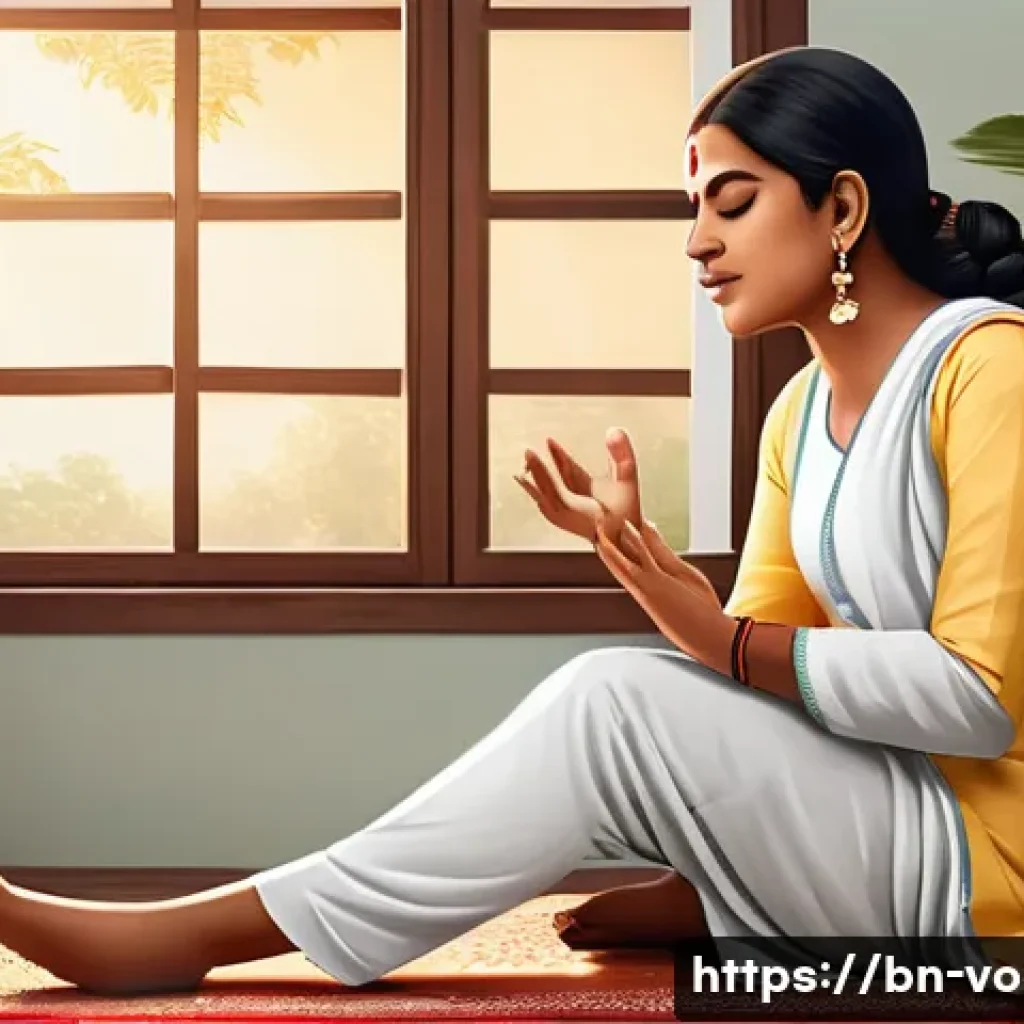 보컬트레이너 실용적인 학습법 - A detailed and vibrant illustration of a Bengali singer practicing diaphragmatic breathing technique...