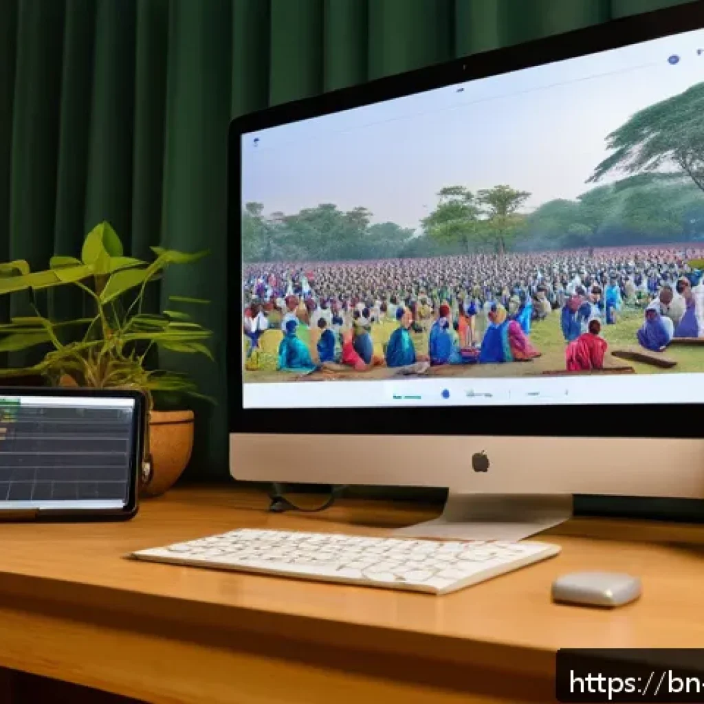 보컬트레이너 학원 운영 - A warm and inviting online music class scene showing a diverse group of Bengali students attentively...